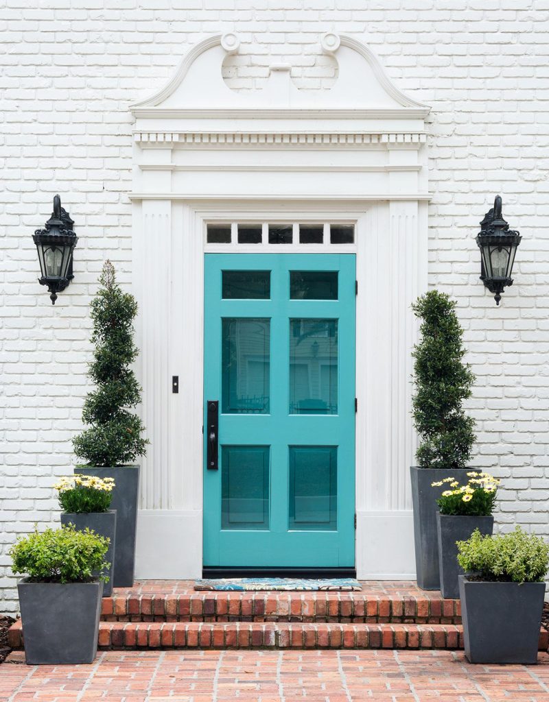 Light Blue Double Front Door with Glass