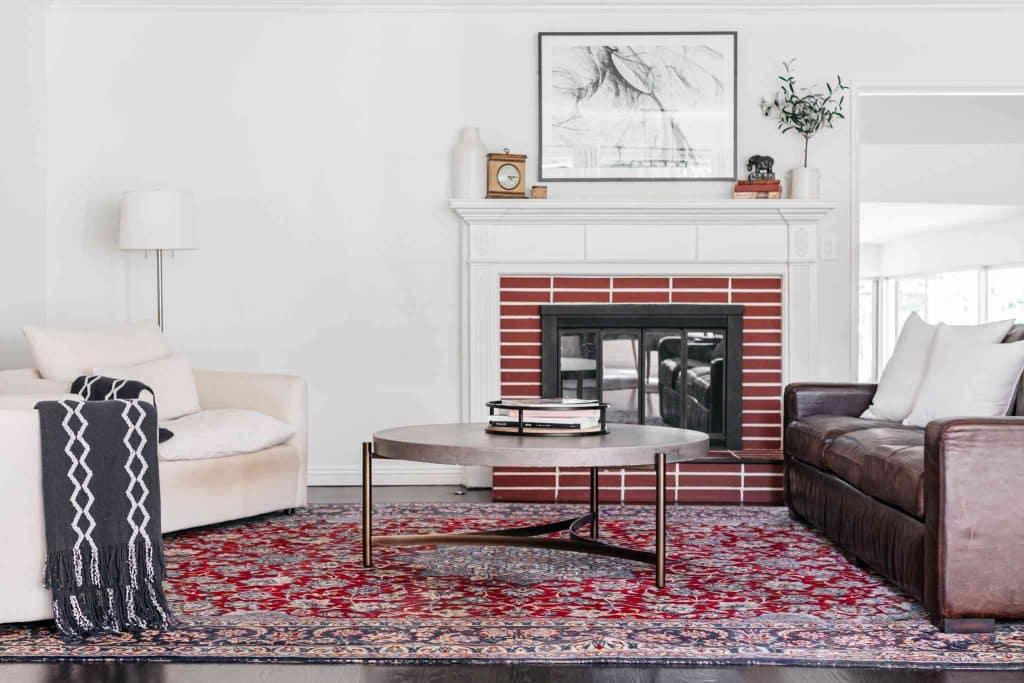 Brick Fireplaces with White Mantels