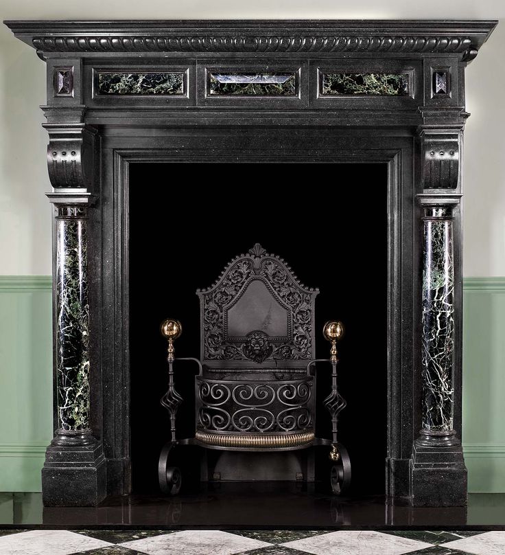 JET BLACK MARBLE FIREPLACE