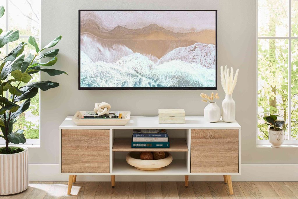 Above TV Stand Decor with Art