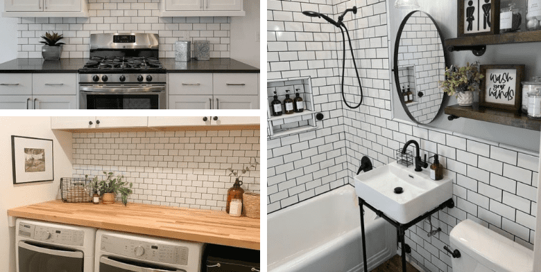 Amazing Looks of White Subway Tile with Black Grout