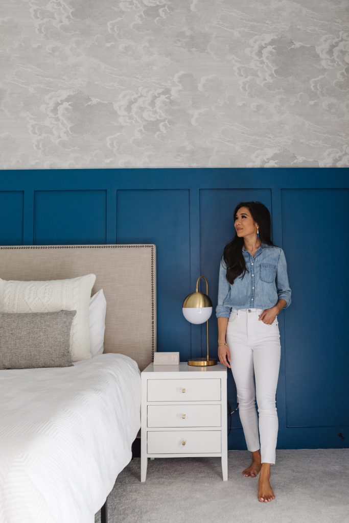 Blue Accent Wall with Casual Bedroom