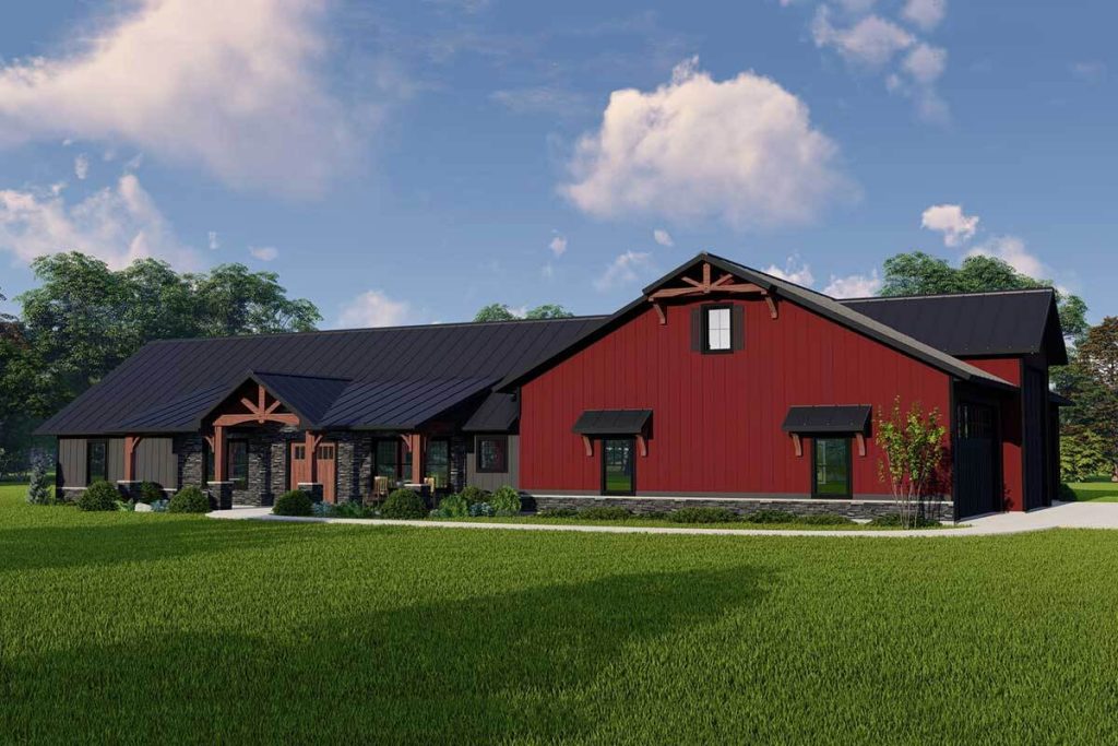 Country Ranch with Light Gray Exterior and Backyard
