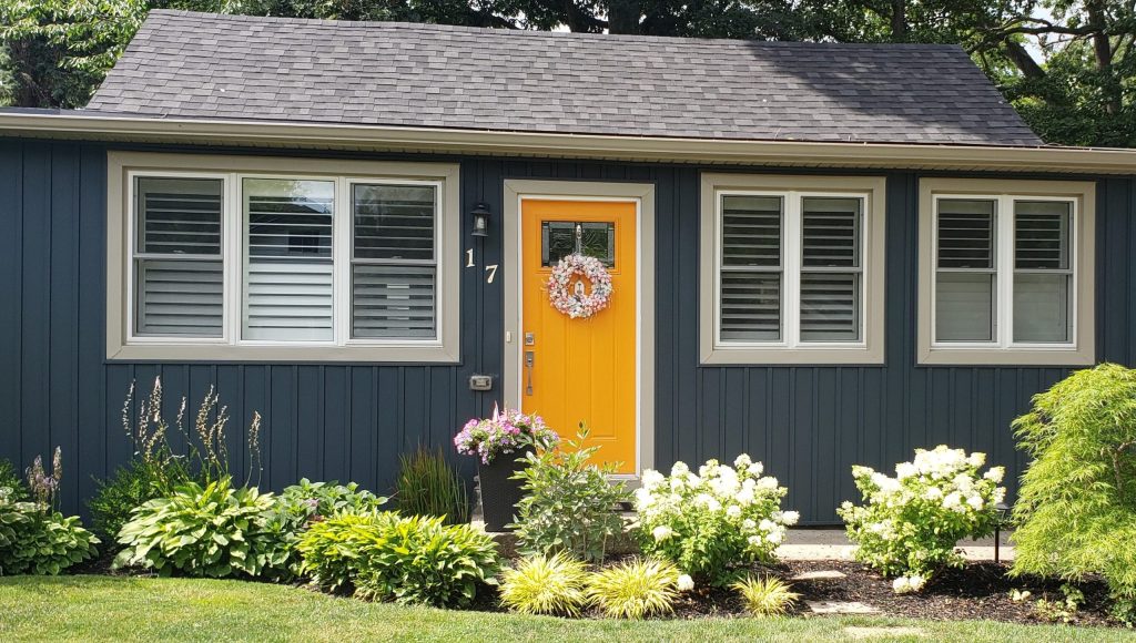 Yellow Door Pop on Dark Gray Exterior
