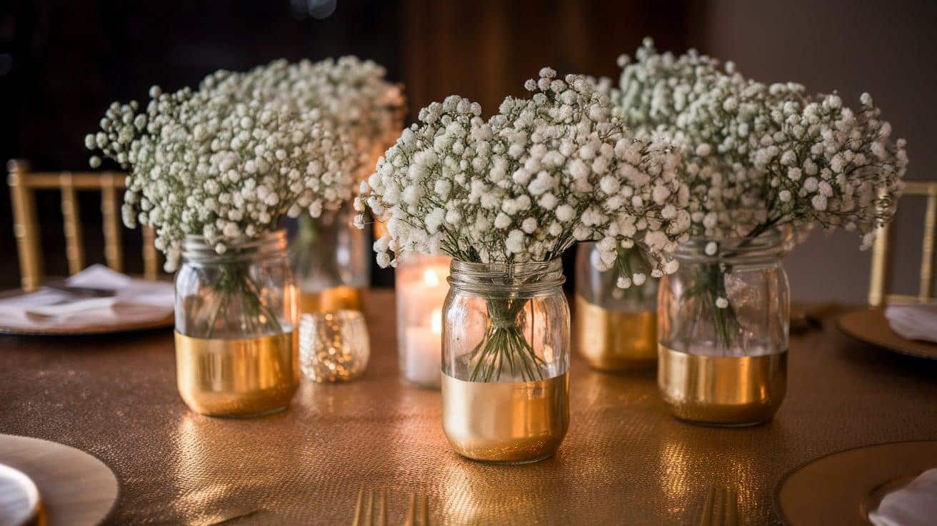 Babys_Breath_in_Gold-Dipped_Jars