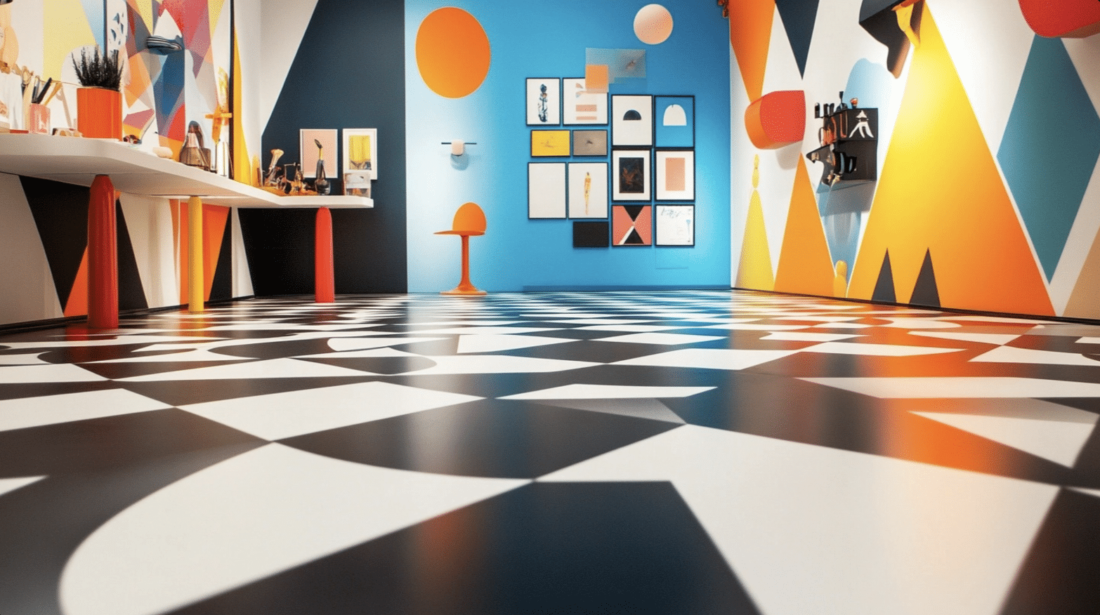 Checkerboard_with_Geometric_Shapes