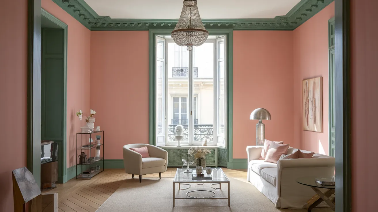 Parisian_Elegance_Muted_Pastel_Walls_with_Rich_Dark_Green_Trim