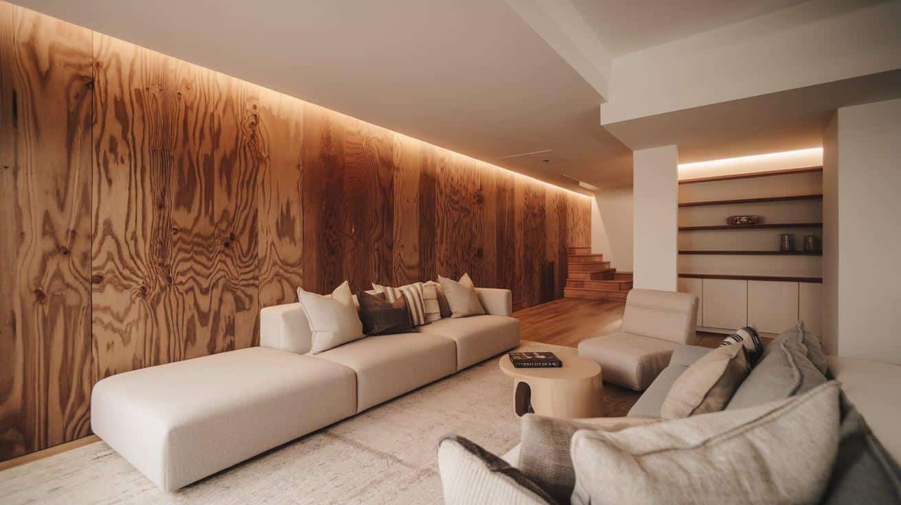 Plywood_Feature_Wall_in_a_Basement_Lounge_Area