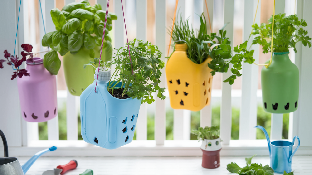 Recycled_Milk_Bottle_Hanging_Herb_Garden