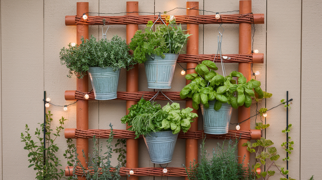 Trellis_with_Hanging_Bucket_Herb_Garden