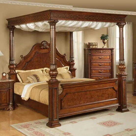 Stained Wood Bed Structure