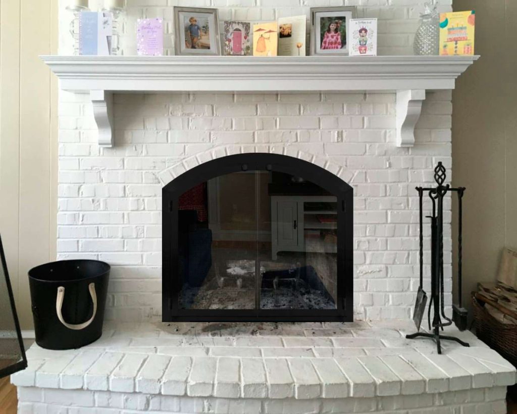 Fireplace with Arched Stone Accent