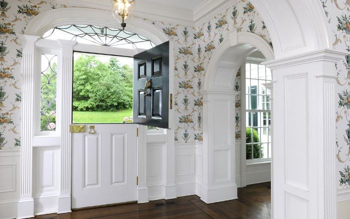 Use Wainscoting to Balance A Bold Floral Wallpaper