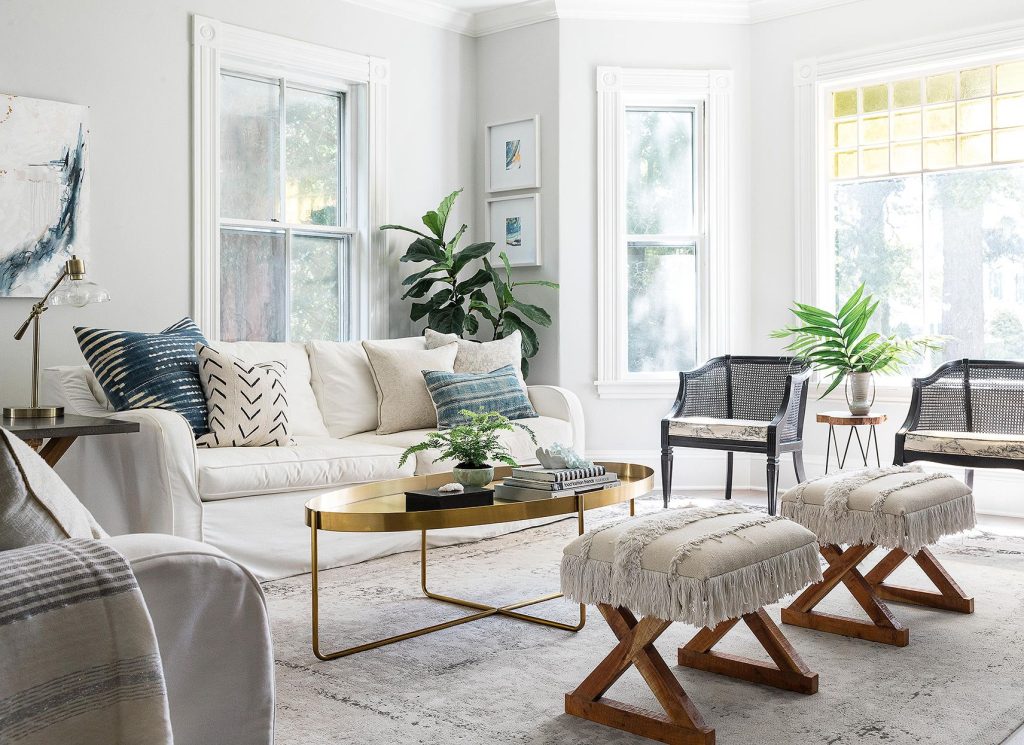 White Wainscoting with Tree in Front of a Gray Wall