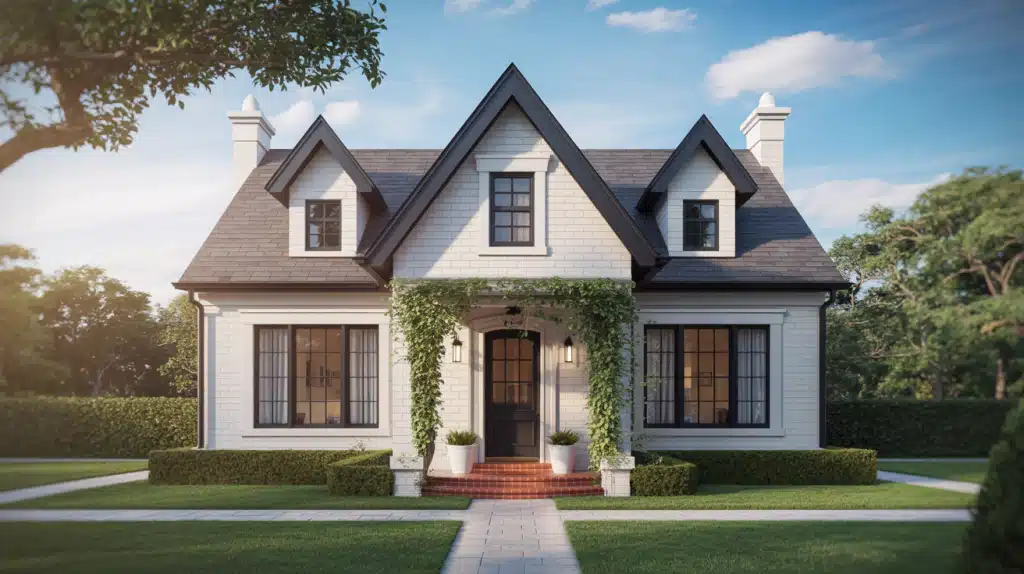 Stylish White House Using Black Trim