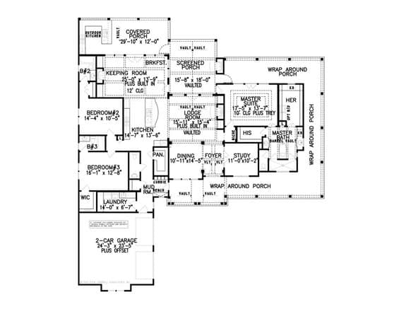 Barndominium Floor Plan with Screened Porch