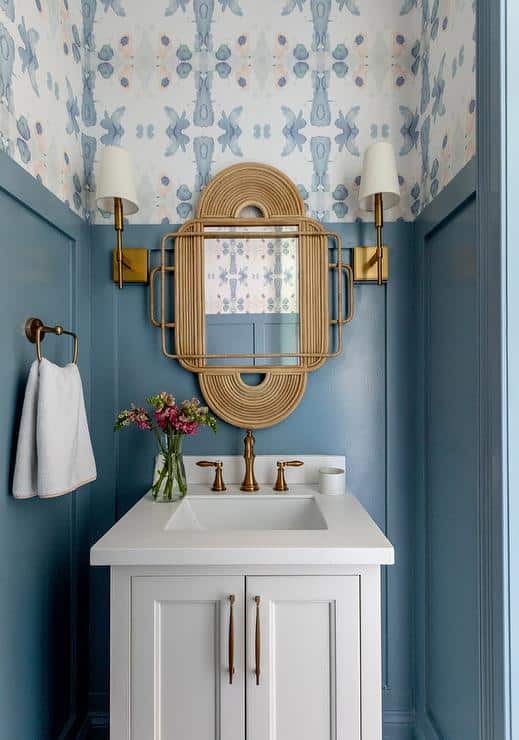 Bathroom with Blue Board and Batten Wall 