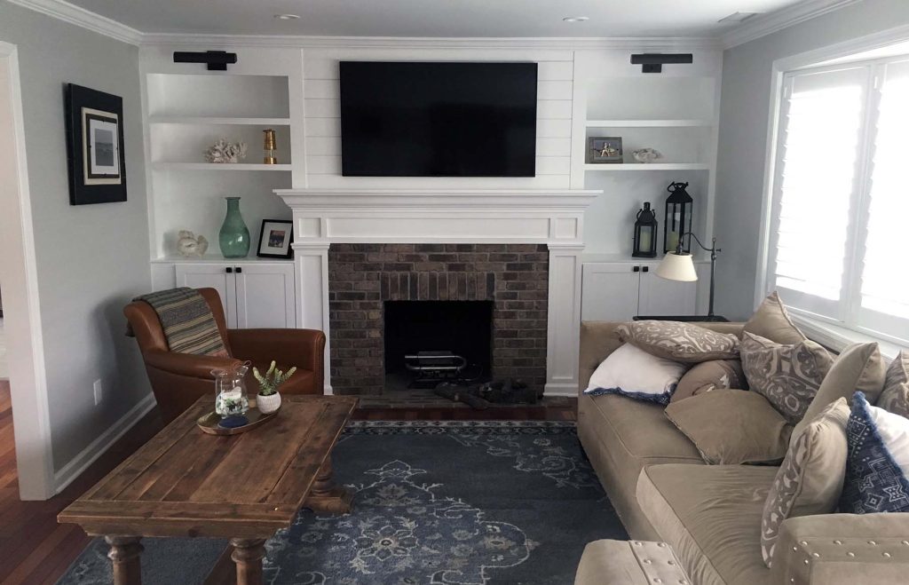 Classic Brick Fireplace with TV Above