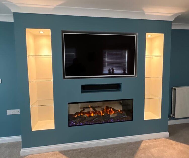 Fireplace TV Wall with Integrated Storage