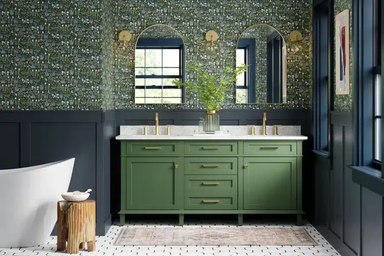 Green Wainscoting with a Green Wallpaper