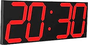 Large Digital Alarm Clock with Red LED