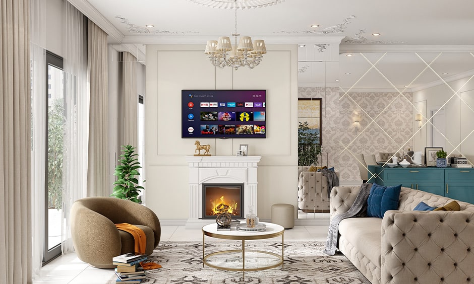 Minimalist Electric Fireplace with Built-In TV