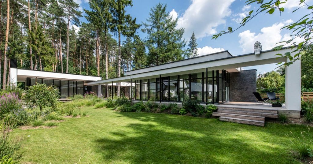 Modern house surrounded by trees in Vilnius