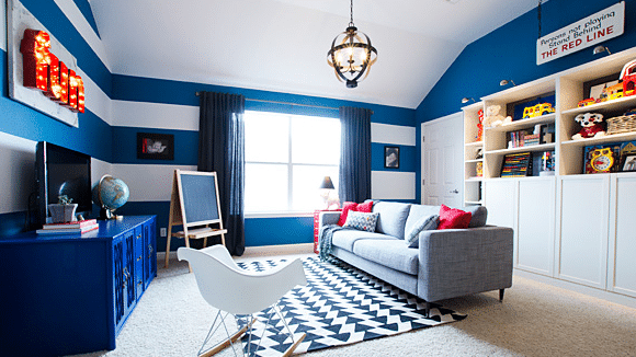 Playroom with a Blue Scalloped Paneling