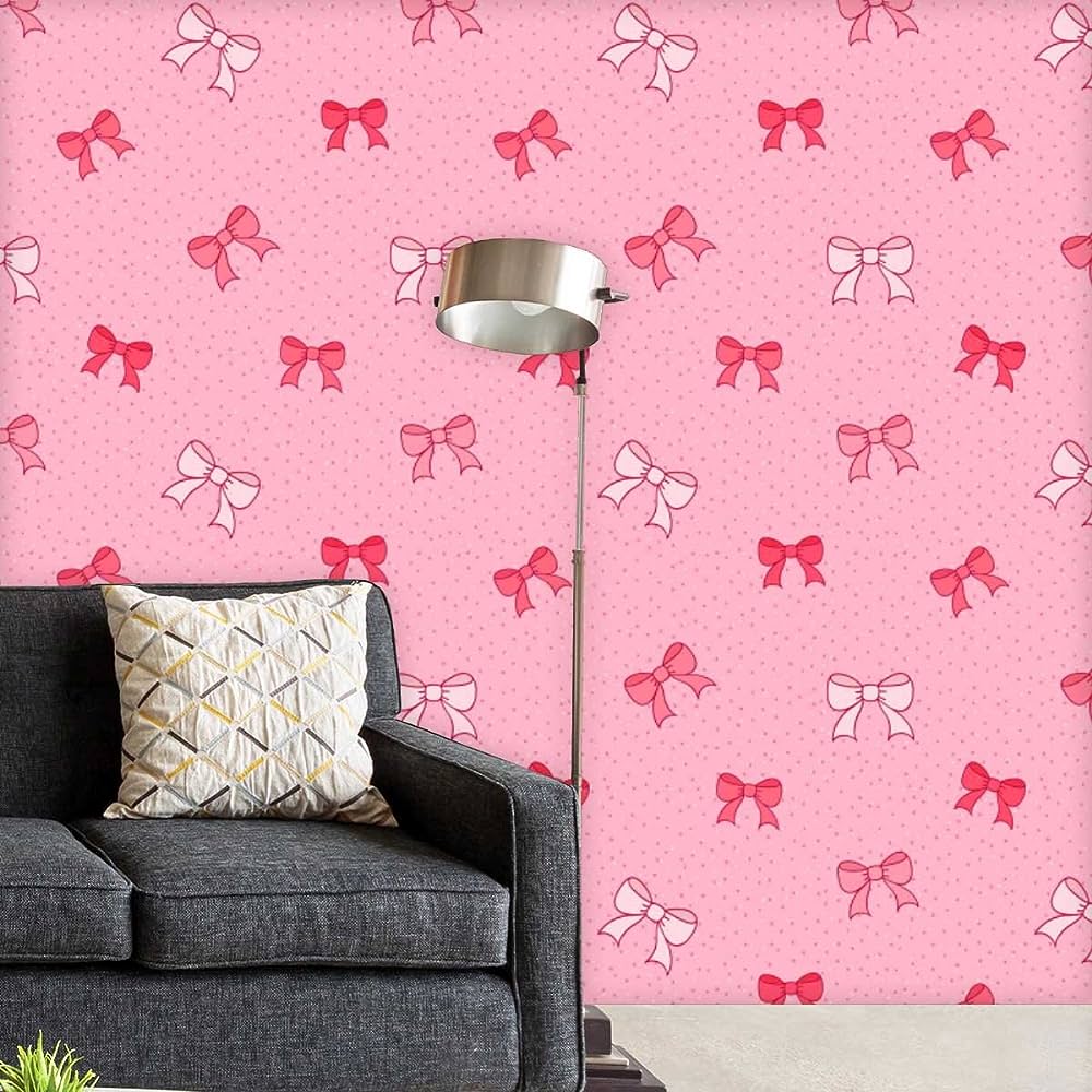 Pretty Pink Bow Strip and Stick Wallpaper