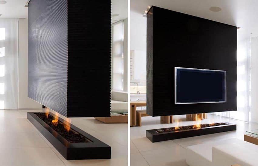 Suspended TV Above a Suspended Fireplace
