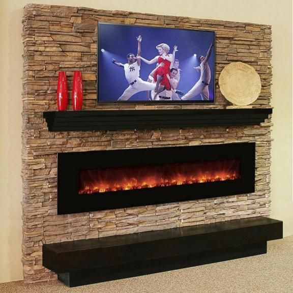 Wall-Mounted Electric Fireplace with TV Shelf