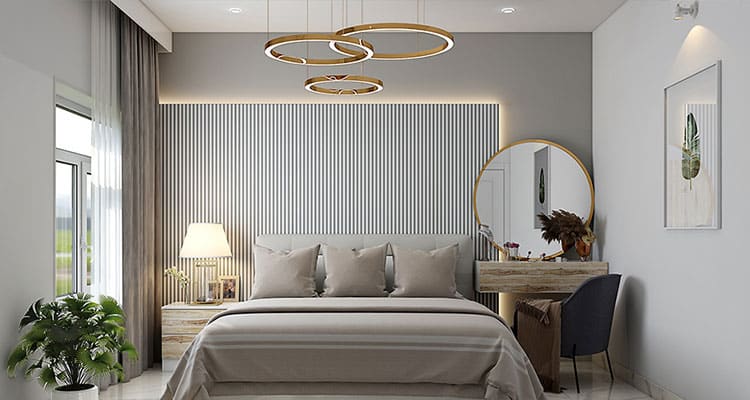 Wall Paneling in a Light Gray Bedroom
