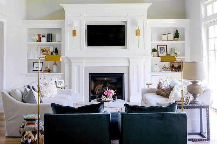 Wall Sconces on Either Side of the Fireplace and TV