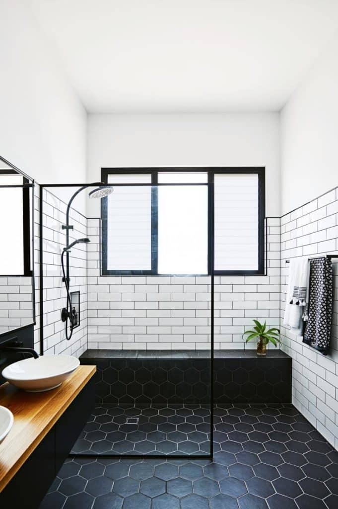 White Subway Tile with Black Grout Designs