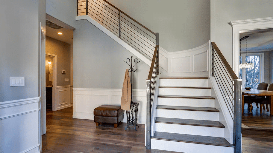White Wainscoting on a Light Entryway Wall