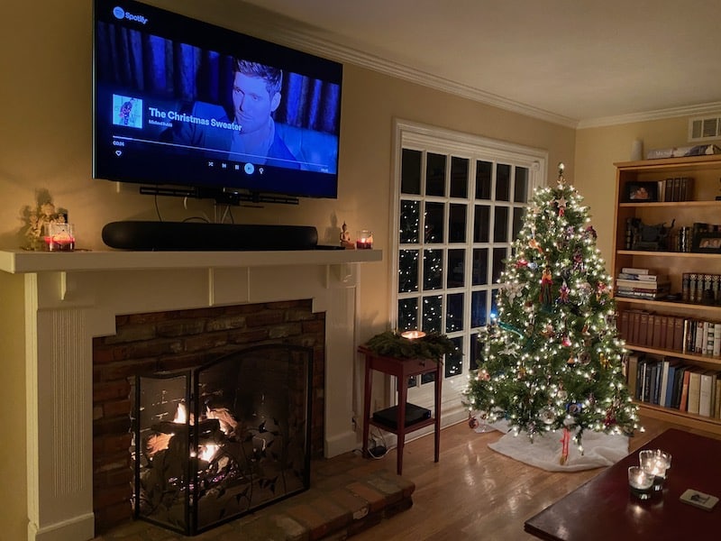 Wood Fireplace Mantel with TV Mount