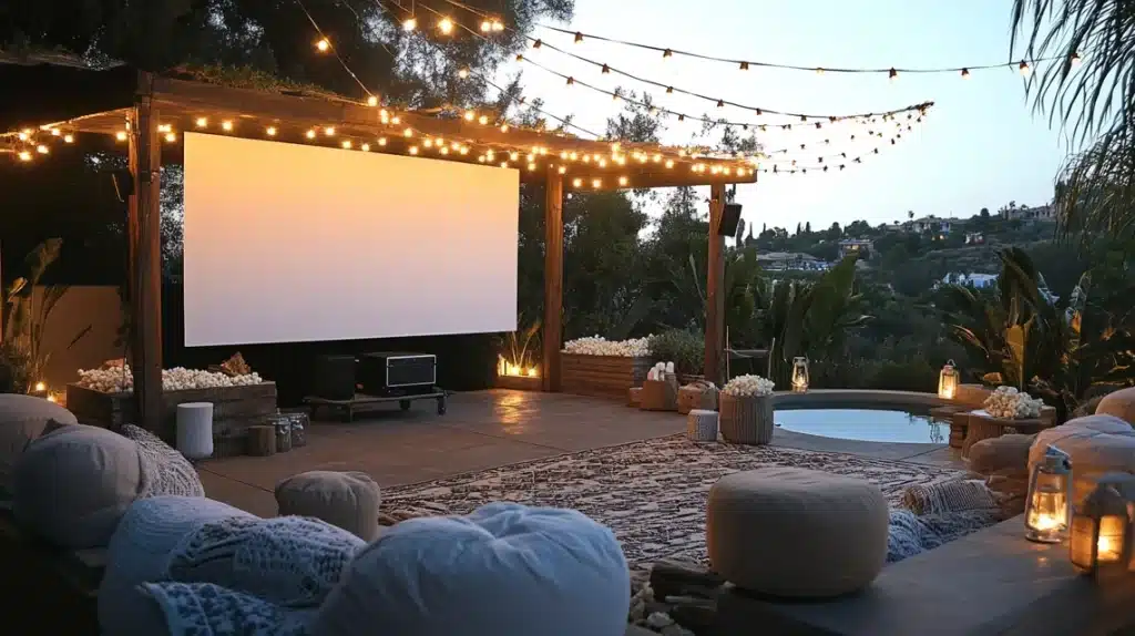 Backyard Movie Night Setup
