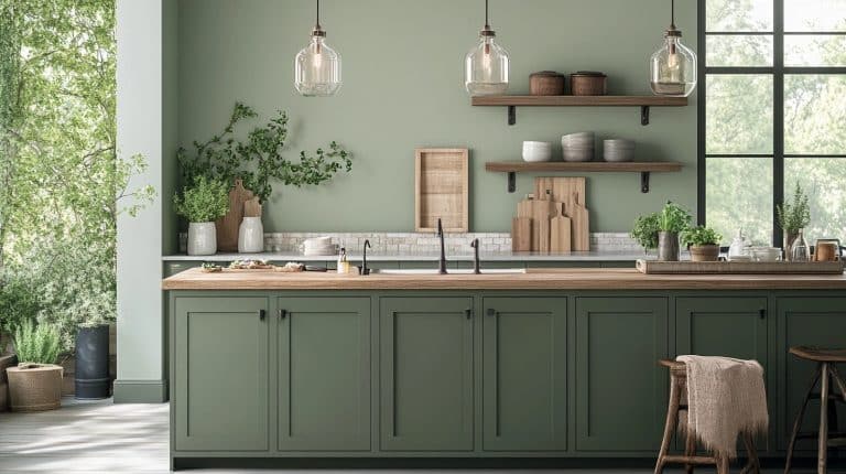 chic Pewter Green Cabinets