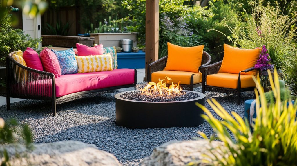 Bright And Colorful Fire Pit Area
