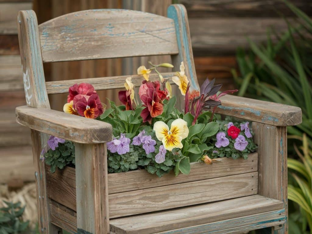 Vintage Wooden Chair Planter