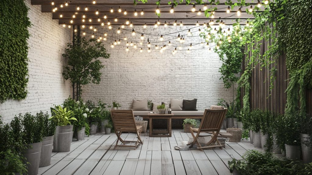 Whitewashed Brick Patio Walls