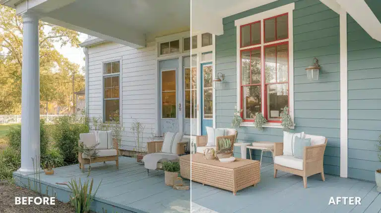 before and after painted concrete porch