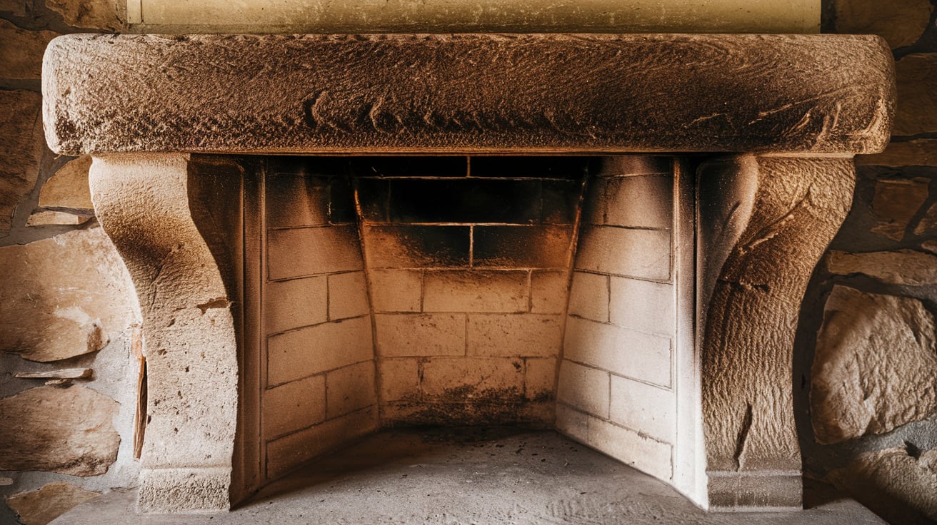 old stone fireplace