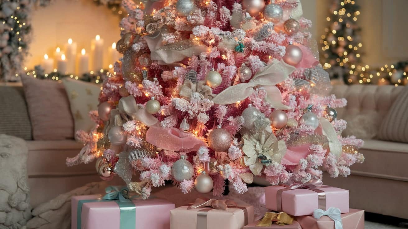 pink christmas tree decorations ideas