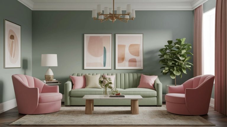 Stunning Ideas for a Sage Green and Pink Living Room