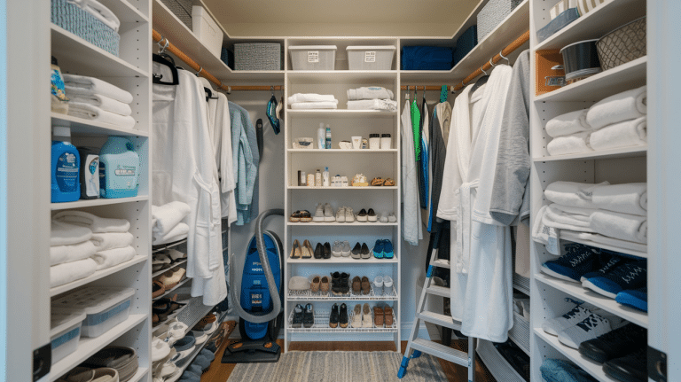 deep bathroom closet organization