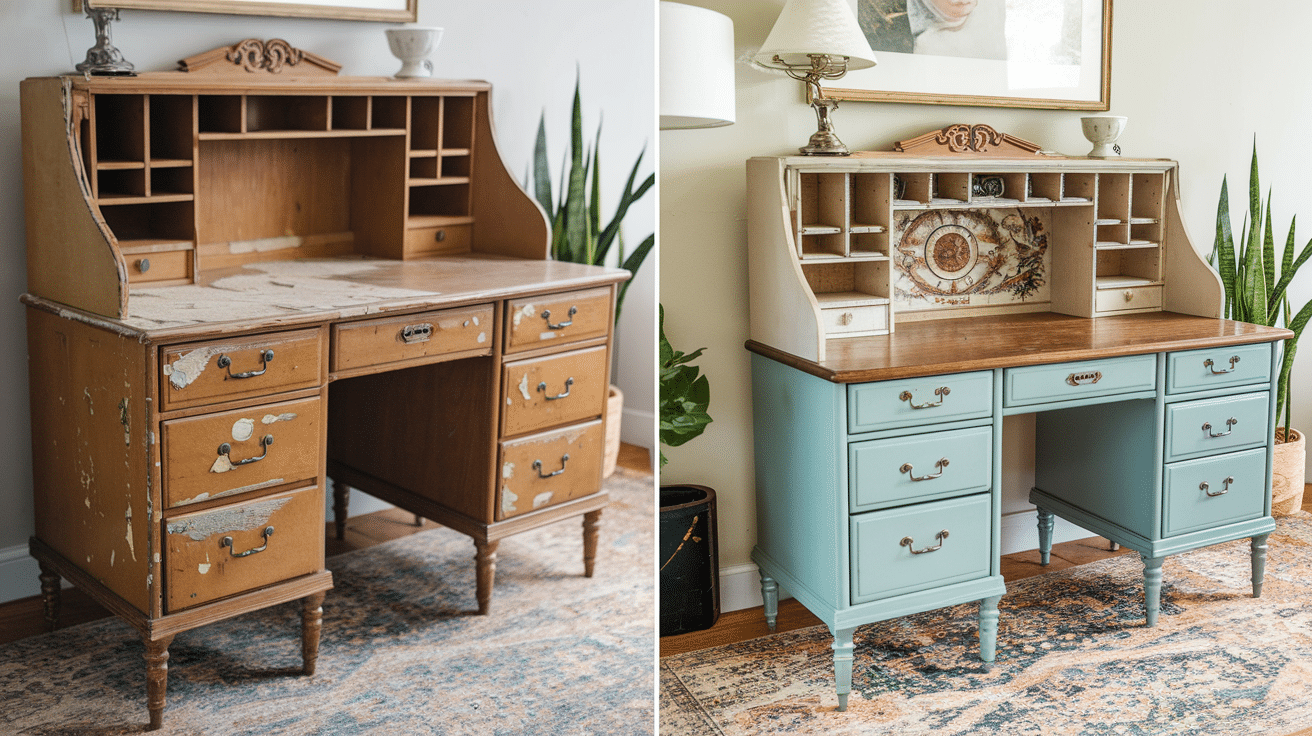 old desk makeover before and after