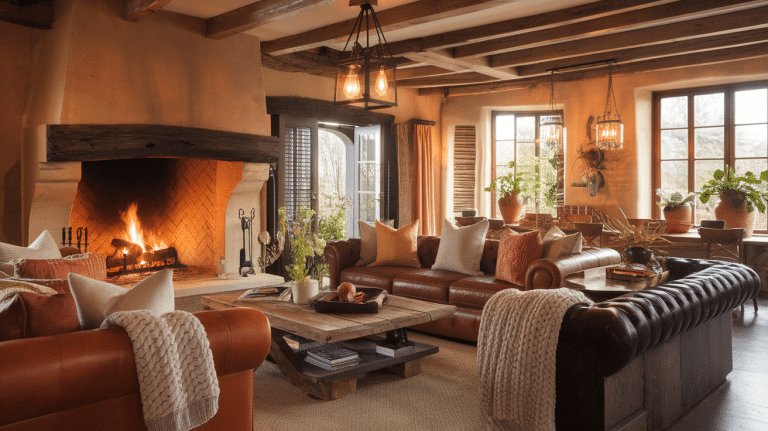 warm cozy rustic living room