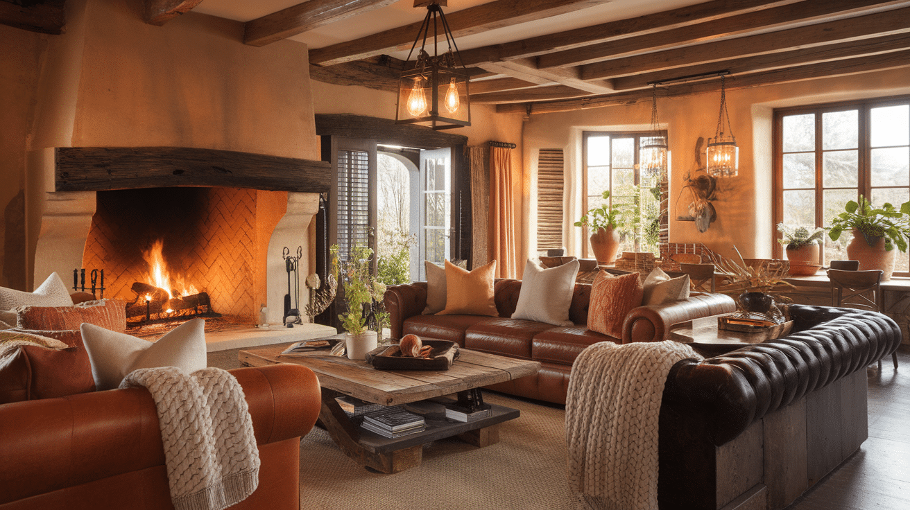 warm cozy rustic living room