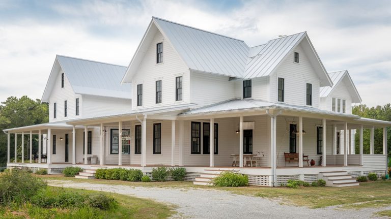 white farmhouses